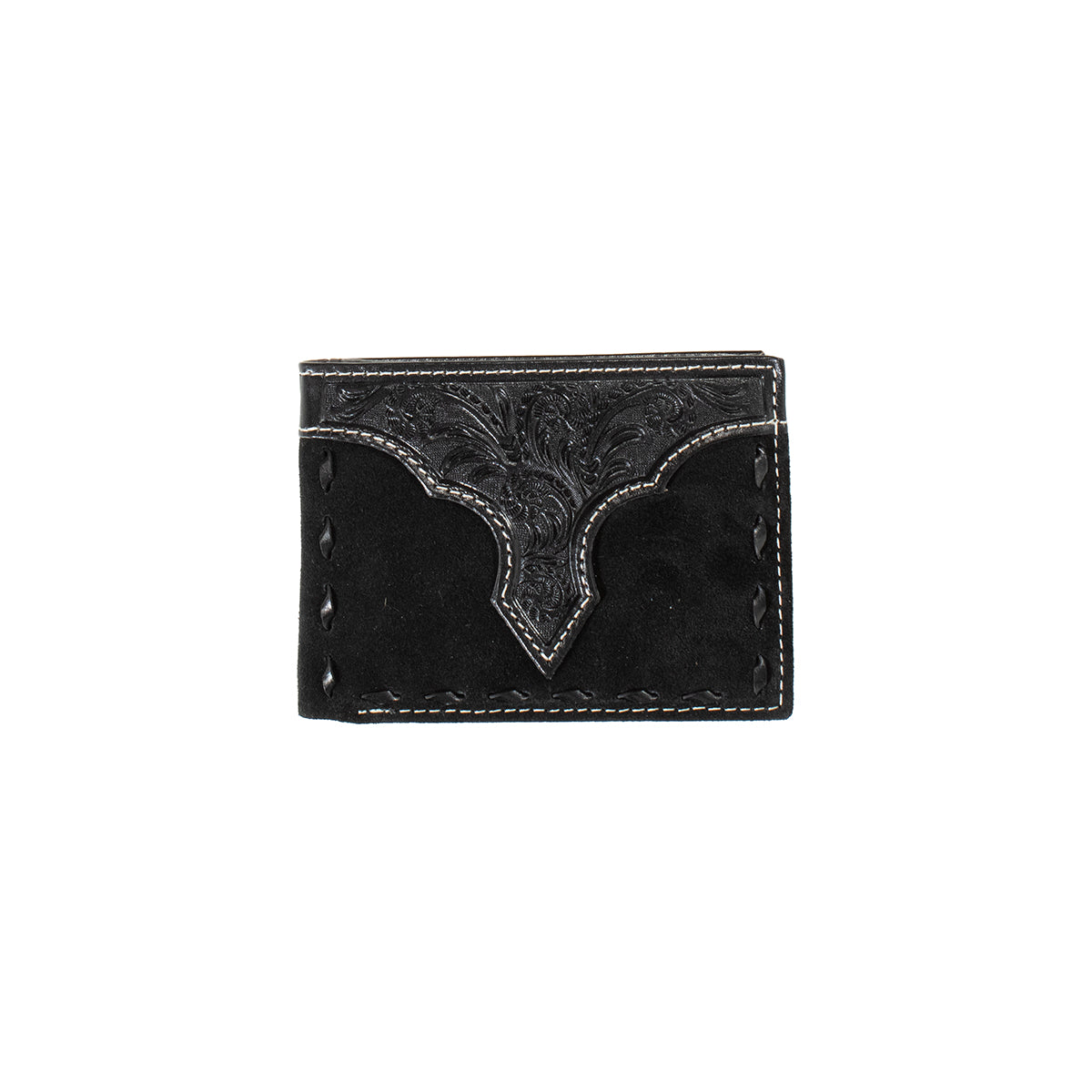 Nocona Men's Black Bifold Roughout Wallet