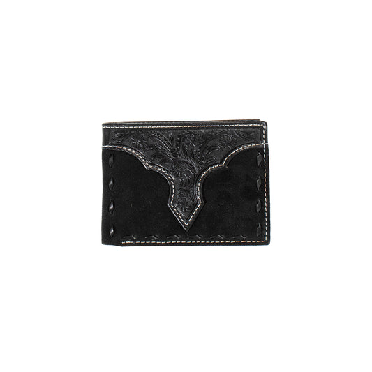 Nocona Men's Black Bifold Roughout Wallet