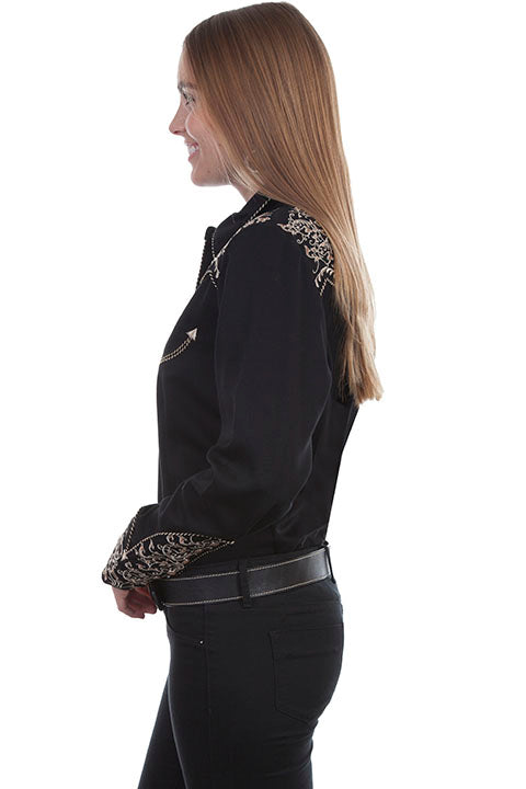 Scully Women's Scroll Embroidery Long Sleeve Snap Shirt
