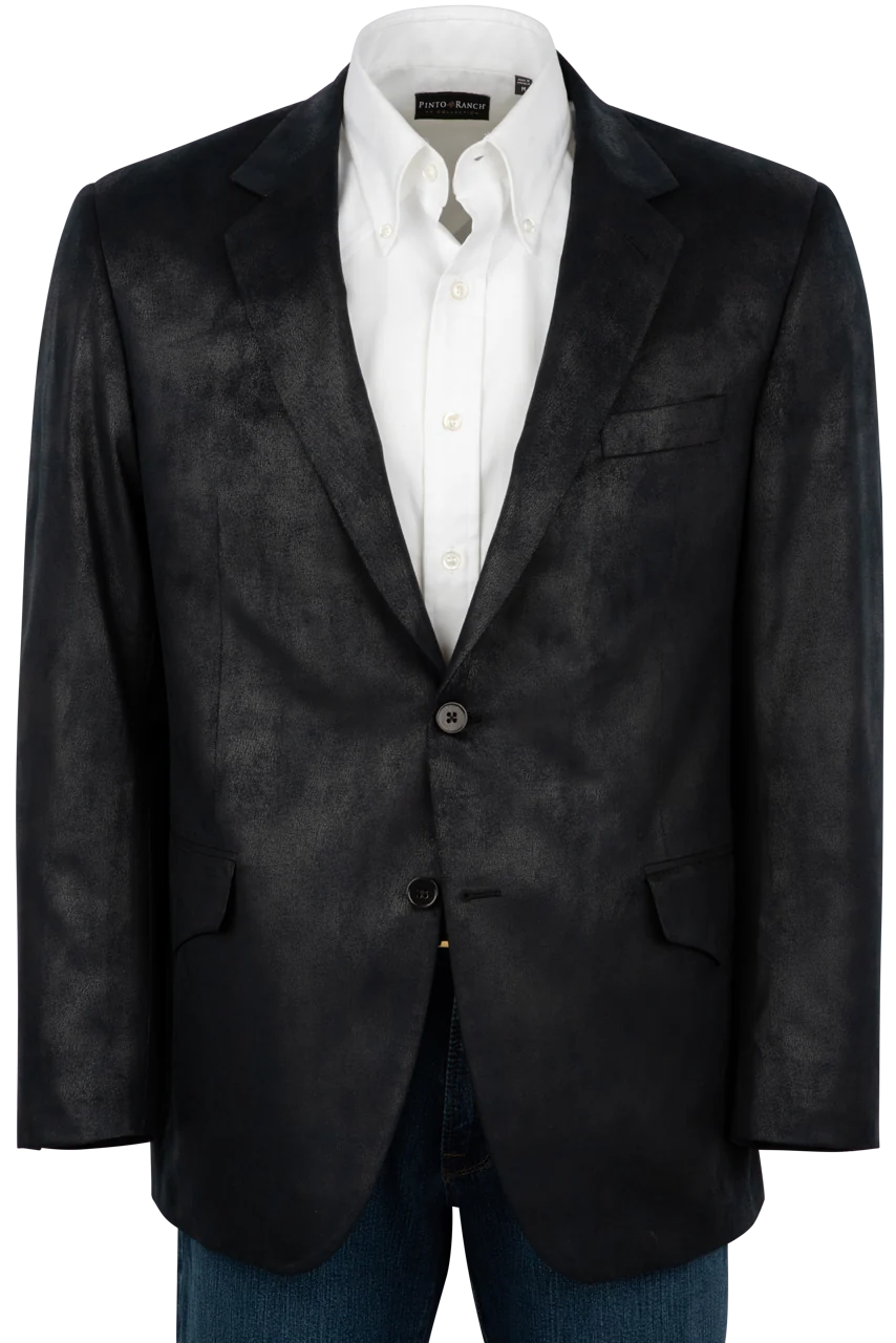 Pinto Ranch Black Leather Microfiber Sport Coat, featuring a sleek, stylish design with a modern fit, perfect for both casual and formal occasions.