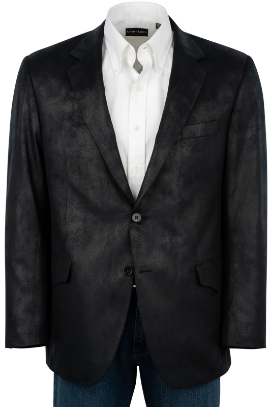 Pinto Ranch Black Leather Microfiber Sport Coat, featuring a sleek, stylish design with a modern fit, perfect for both casual and formal occasions.