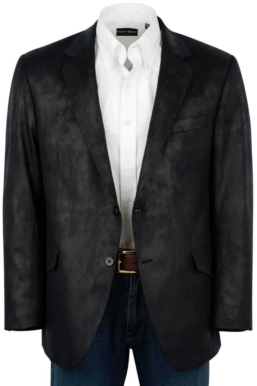 Pinto Ranch Black Leather Microfiber Sport Coat, featuring a sleek, stylish design with a modern fit, perfect for both casual and formal occasions.