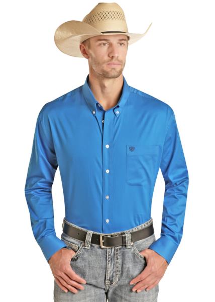 Rock & Roll Denim Men's Long Sleeve Solid Twill Rodeo Shirt