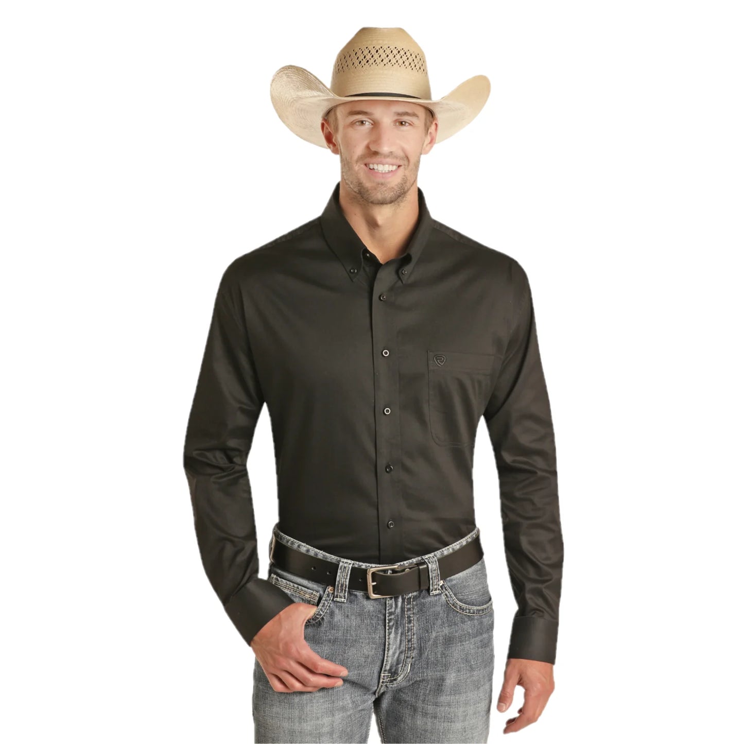 Rock & Roll Denim Men's Long Sleeve Solid Twill Rodeo Shirt