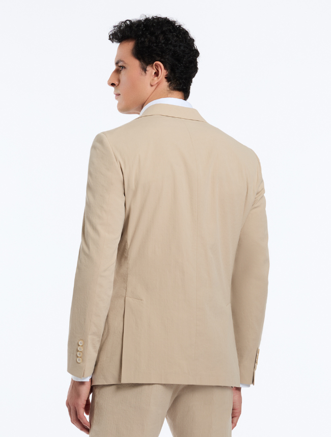 Back of Rayburn Tan Blazer – designer men's blazer with structured fit and premium craftsmanship.