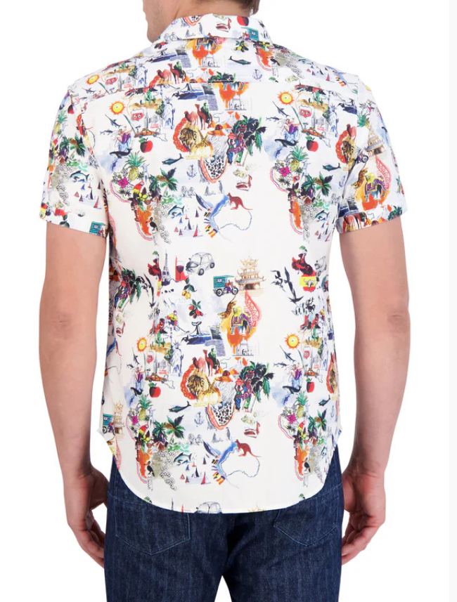 Back, torso view of Robert Graham Trippin Short Sleeve Button Down Shirt