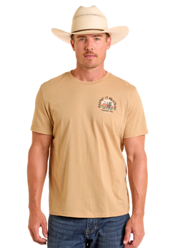 Front, torso view of Rock & Roll Men's "Keepin' It Western" Graphic T-Shirt