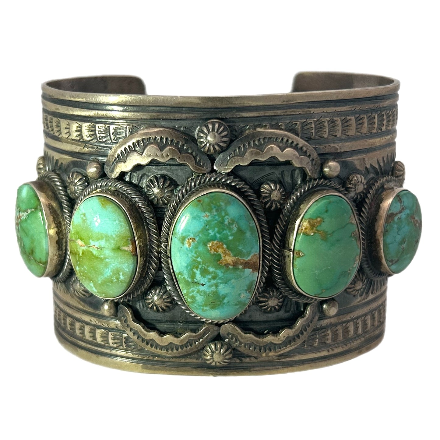 Gilbert Tom Sterling Silver Cuff Bracelet with Carico Lake Turquoise