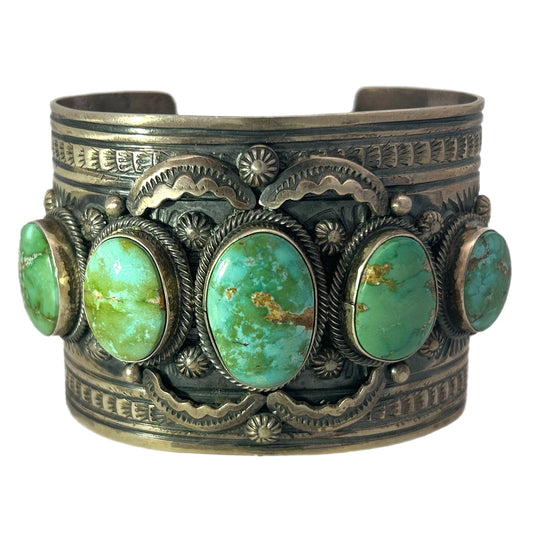 Gilbert Tom Sterling Silver Cuff Bracelet with Carico Lake Turquoise