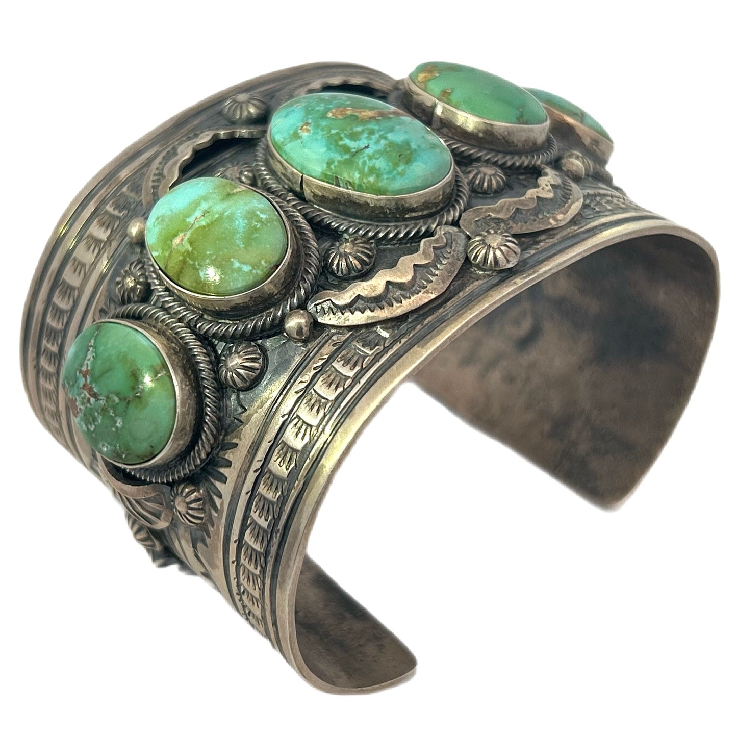 Gilbert Tom Sterling Silver Cuff Bracelet with Carico Lake Turquoise