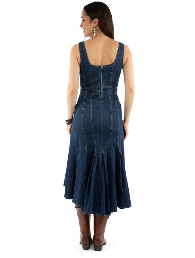 Back view of Scully Women's Sleeveless Denim Dress