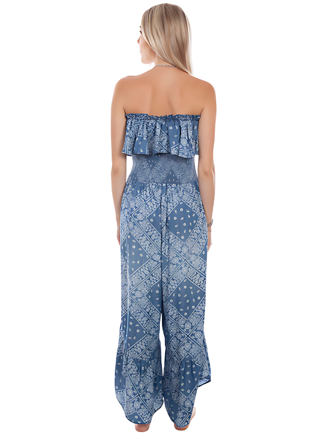 Scully Women's Strapless Ruffle Trim Jumpsuit
