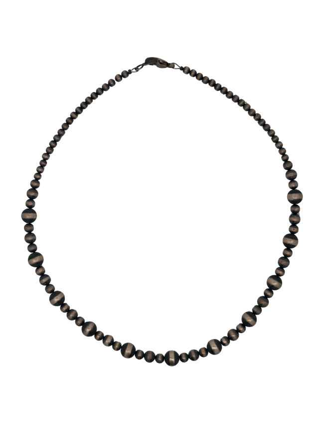 Top-down view of Sterling Silver Beaded Necklace