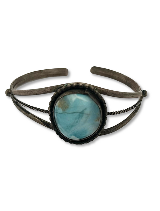 Front view of Sterling Silver Larimar Cuff Bracelet