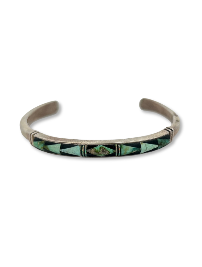 Front view of Sterling Silver Multicolor Inlay Bracelet