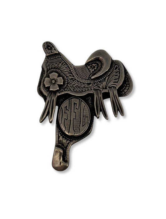 Top down view of Sterling Silver Saddle Pin