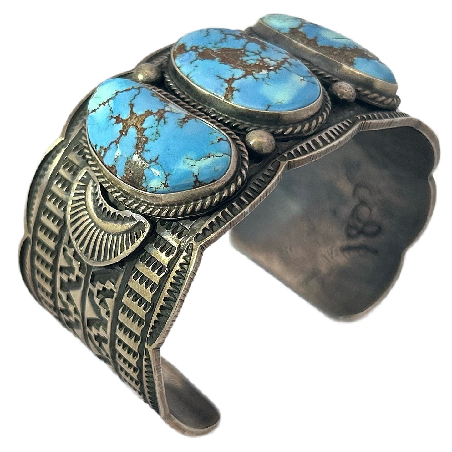 Andy Cadman Sterling Silver & Golden Hills Turquoise Cuff Bracelet