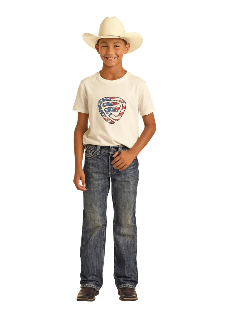 Boys' Ladder Stitch EMB Bootcut Jeans