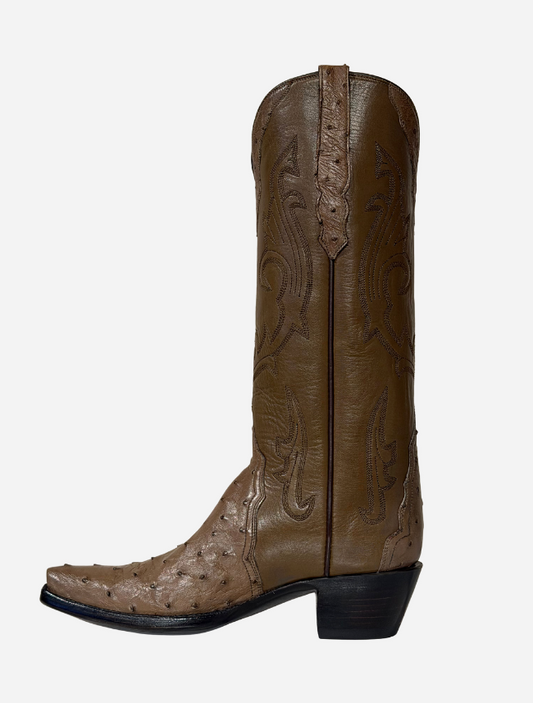 Stallion Ostrich & Buffalo Calf 14" Gallegos Boots in Mouse