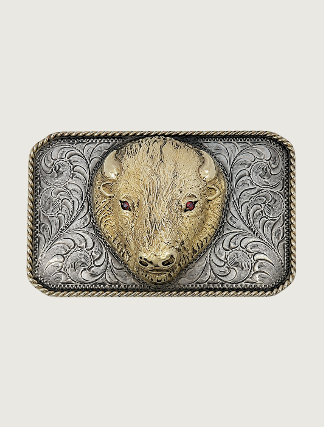 Edward H. Bohlin Sterling Silver / 14K YG Buffalo Head Buckle