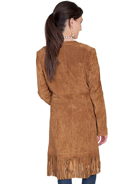 Mavericks Cinnamon Boar Suede Fringe Maxi Coat