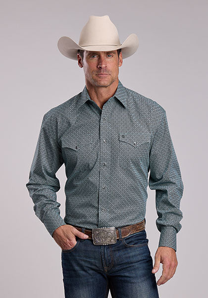 Stetson Men's Forest Mosaic Print Snap Front Shirt