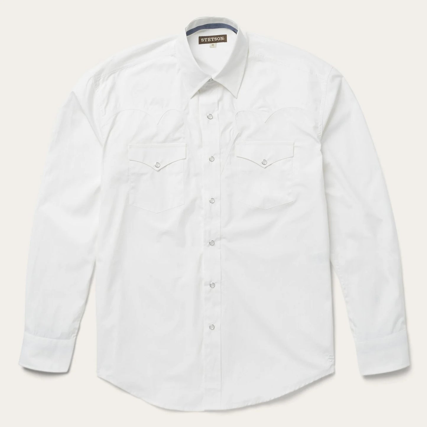 Classic Solid Snap Poplin Shirt in Optic White