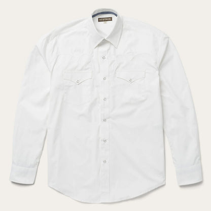 Classic Solid Snap Poplin Shirt in Optic White