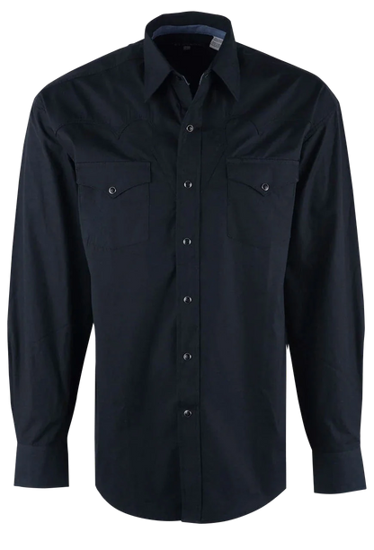 Stetson Solid Peached Poplin Western Shirt in Solid Black