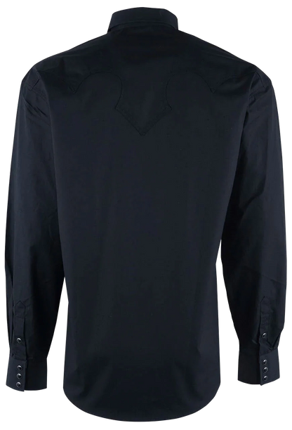 Stetson Solid Peached Poplin Western Shirt in Solid Black