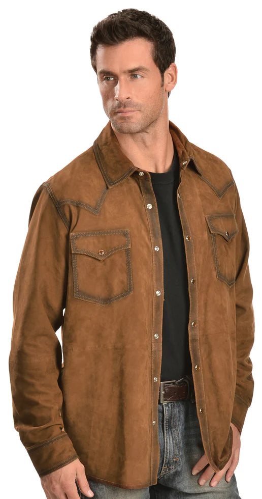 Scully Western Suede Shirt Brown