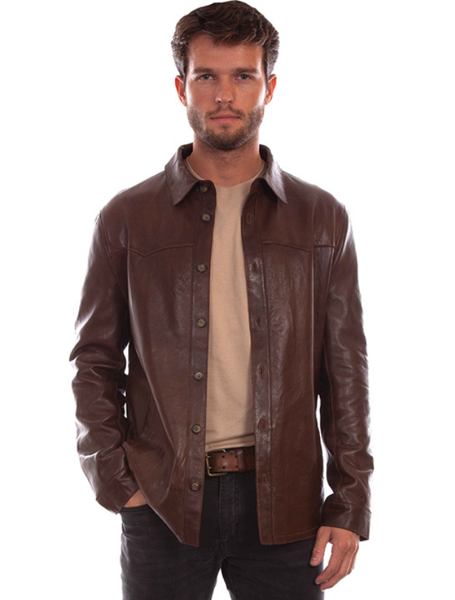 Men's Leather Shirt Jacket