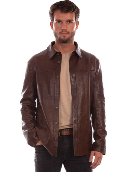 Men's Leather Shirt Jacket