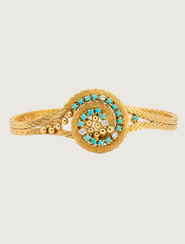 18K Yellow Gold Sleeping Beauty Turquoise Bracelet