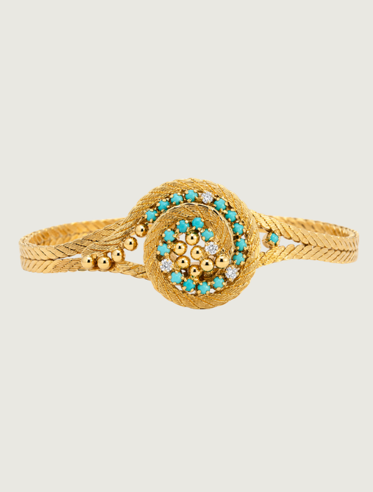 18K Yellow Gold Sleeping Beauty Turquoise Bracelet