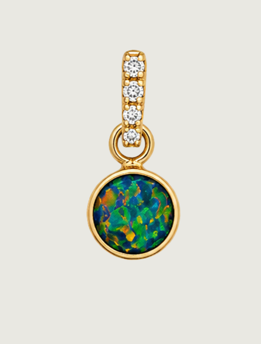 14K Yellow Gold Australian Opal & Diamond Pendant