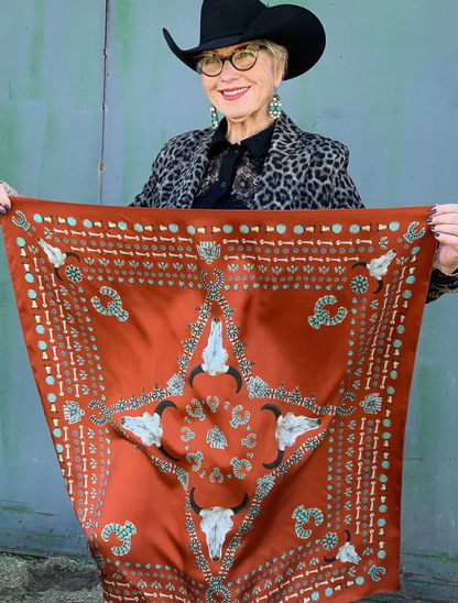Fringe Scarves "Squash Blossomed" Silk Scarf