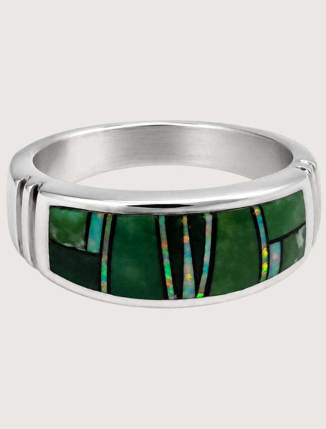 Sterling Silver Multi Inlay Ring