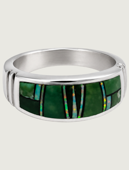 Sterling Silver Multi Inlay Ring