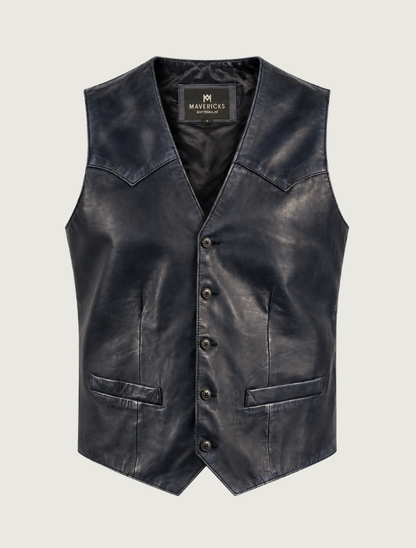 Mavericks Men's Navy Lambskin Western Vest