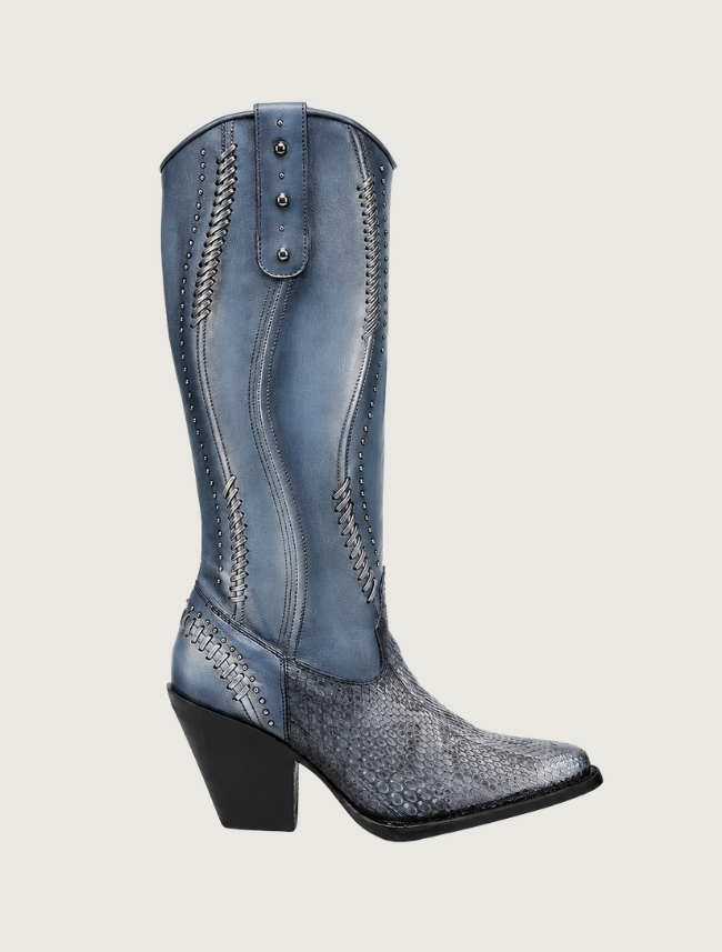 Cuadra Blue Python Tall Top Cowgirl Boots