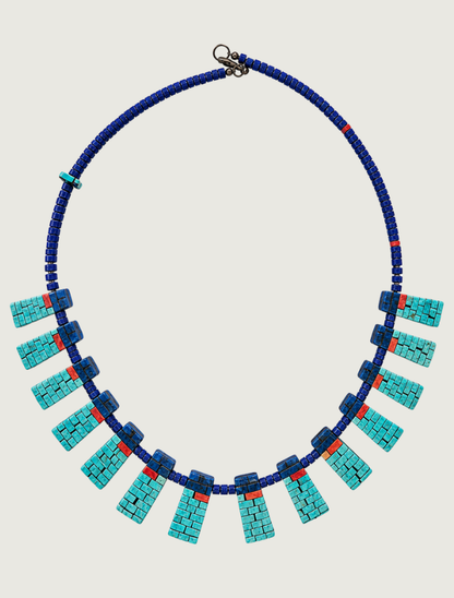 Charlene Reano Multi-Stone Inlay Geometric Beaded Necklace