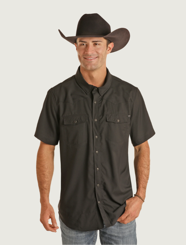 Rock & Roll Denim Men's TEK Short Sleeve Ripstop Snap Shirt