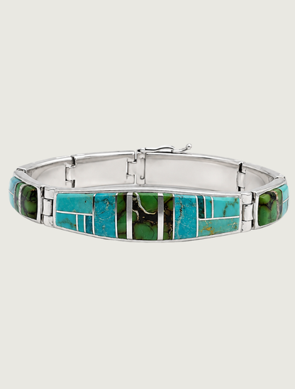 Aldora M. Henry SS Turquoise Inlay Link Bracelet