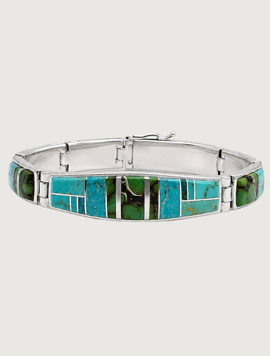 Aldora M. Henry SS Turquoise Inlay Link Bracelet