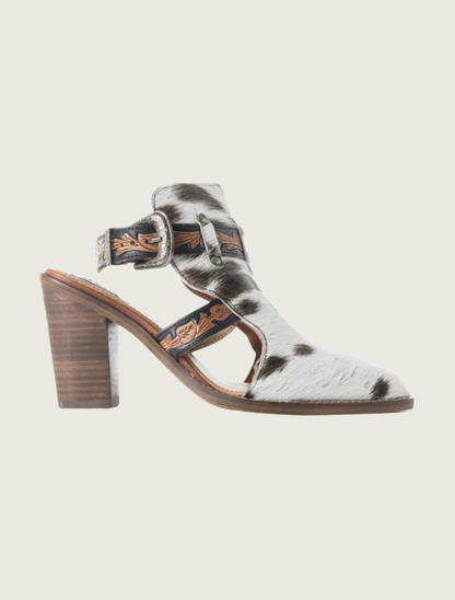 Myra Beth Jane Booties In White And Black Hide