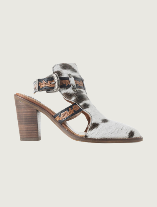 Myra Beth Jane Booties In White And Black Hide