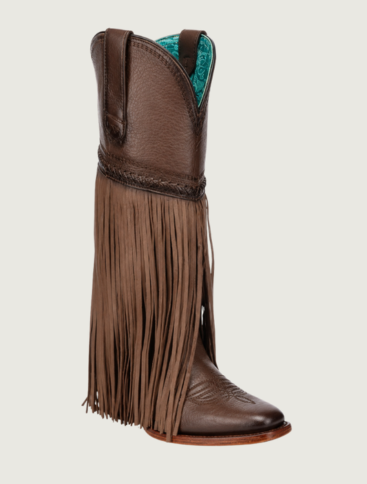 Corral Women's Brown Weave & Fringe Tall Top Cowboy Boots