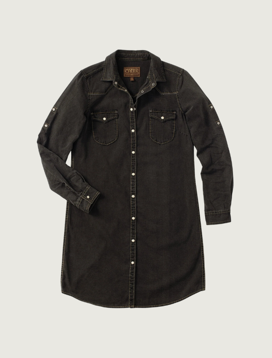 Madison Creek Savannah Denim Shirt Dress in Black