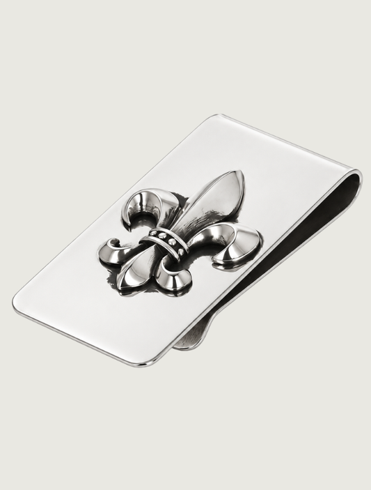 King Baby Silver Money Clip with Fleur de Lis